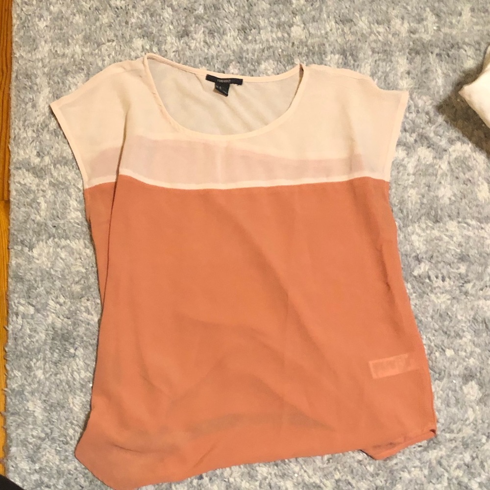 Boxy forever 21 orange and peach summer shirt